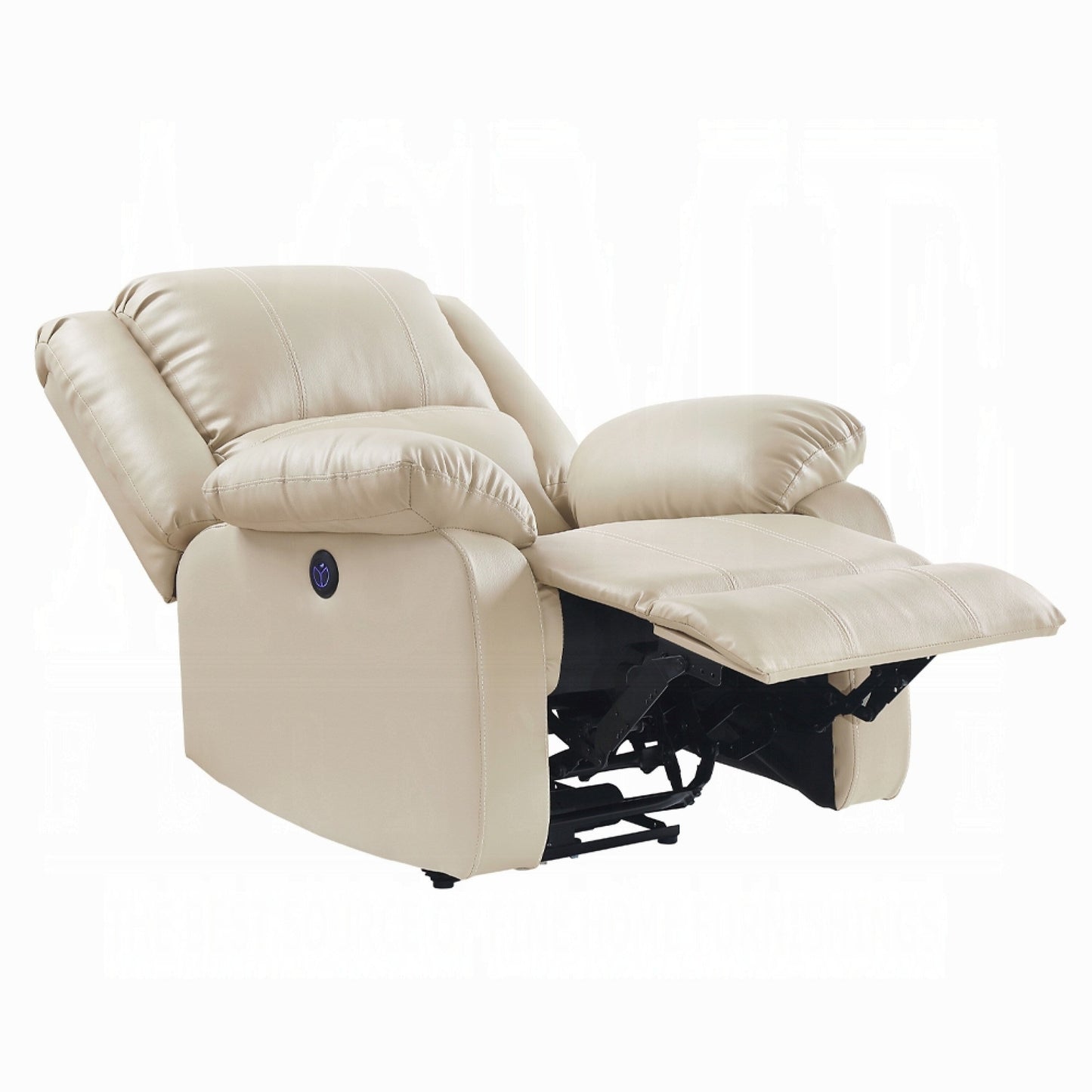 Zuru Power Reclining Chair, Pillow Top Armrests, Beige Faux Leather