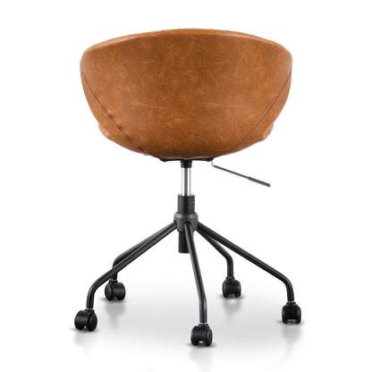 Amos Office Chair - Vintage Tan with Black Base