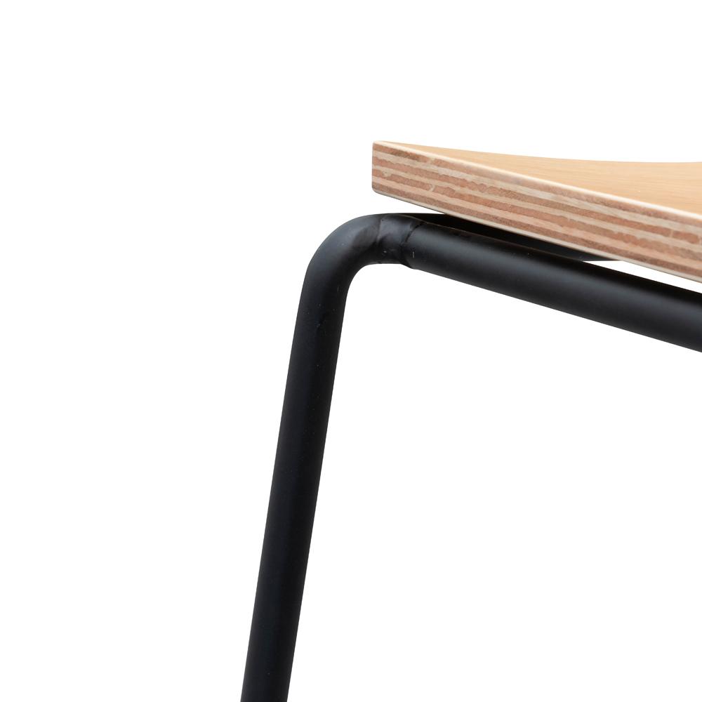 Apollo Bar Stool - Natural Timber Seat with Black Frame - Last One