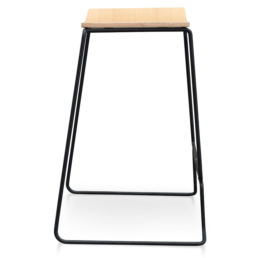 Apollo Bar Stool - Natural Timber Seat with Black Frame - Last One