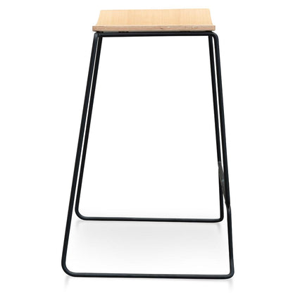 Apollo Bar Stool - Natural Timber Seat with Black Frame - Last One