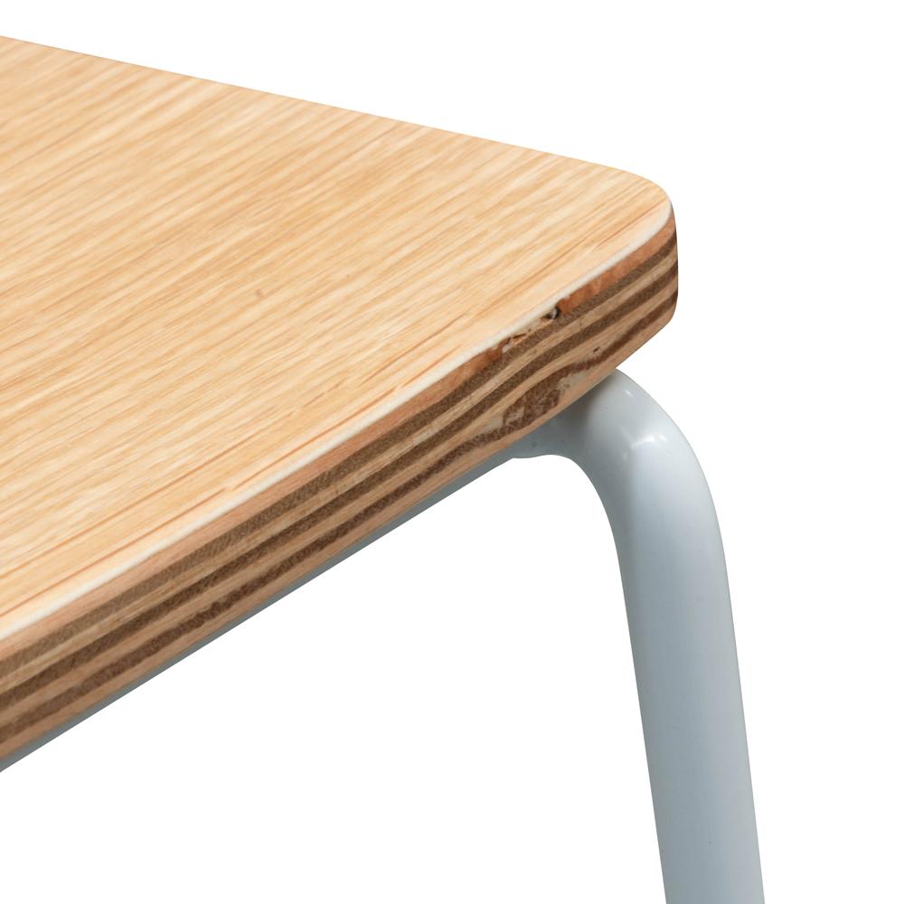 Apollo Bar Stool With Natural Timber Seat - White Frame