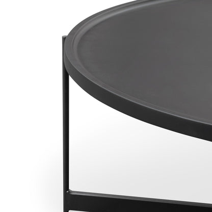Burton 90cm Round Coffee Table - Matte Black