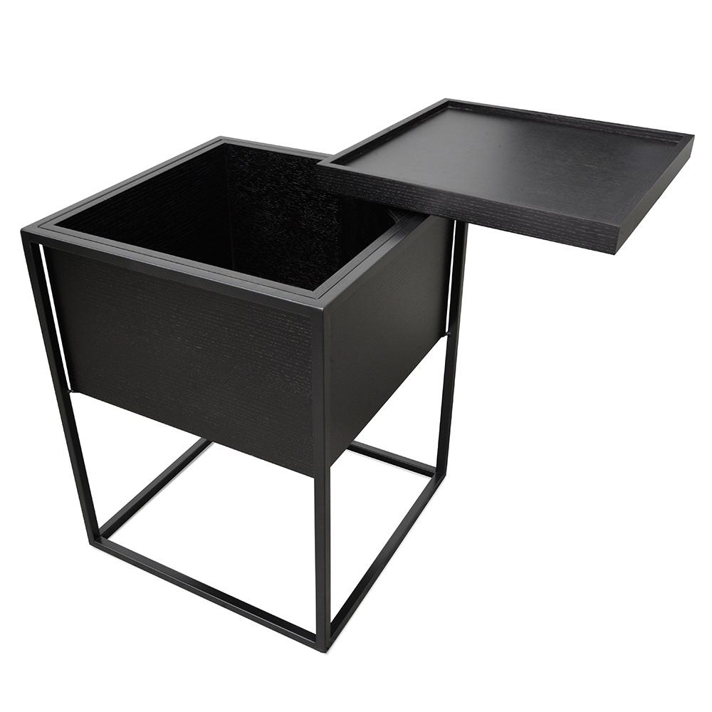 Cane Scandinavian Side Table - Black