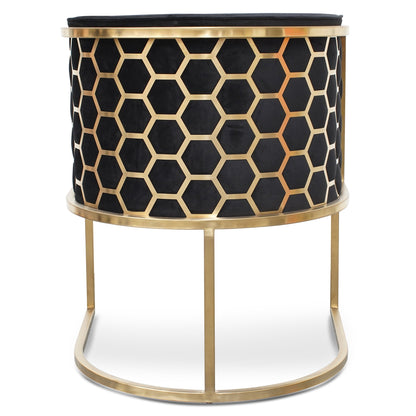 Carma Black Velvet Lounge Chair - Brushed Gold