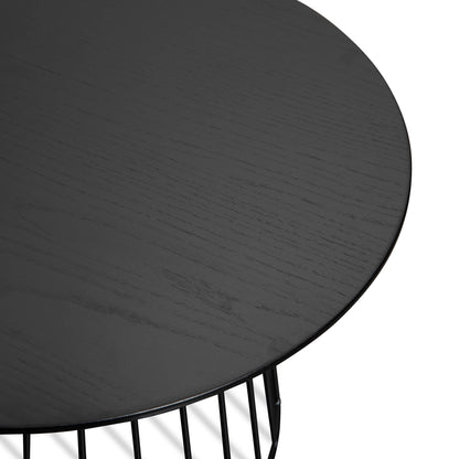 Carmella Round Side Table Set - Black Oak - Last One