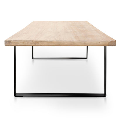 Dalton Reclaimed Elm Wood Dining Table 3m - Rustic Natural - Thick Top