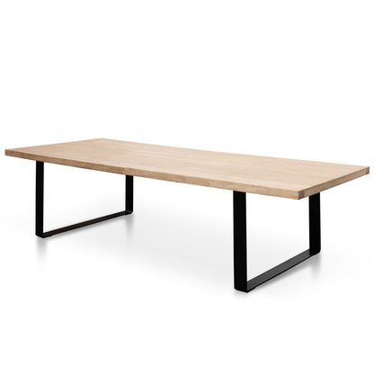 Dalton Reclaimed Elm Wood Dining Table 3m - Rustic Natural - Thick Top
