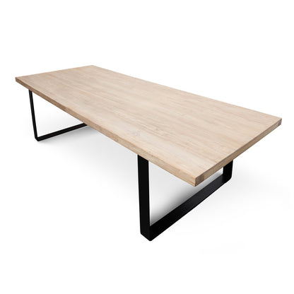 Dalton Reclaimed Elm Wood Dining Table 3m - Rustic Natural - Thick Top