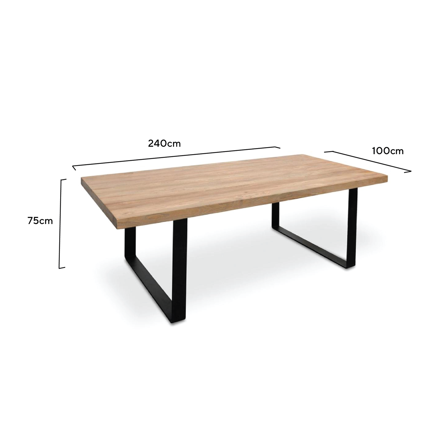 Dalton Reclaimed Wood Dining Table 2.4m - Rustic Natural - Upgraded Top